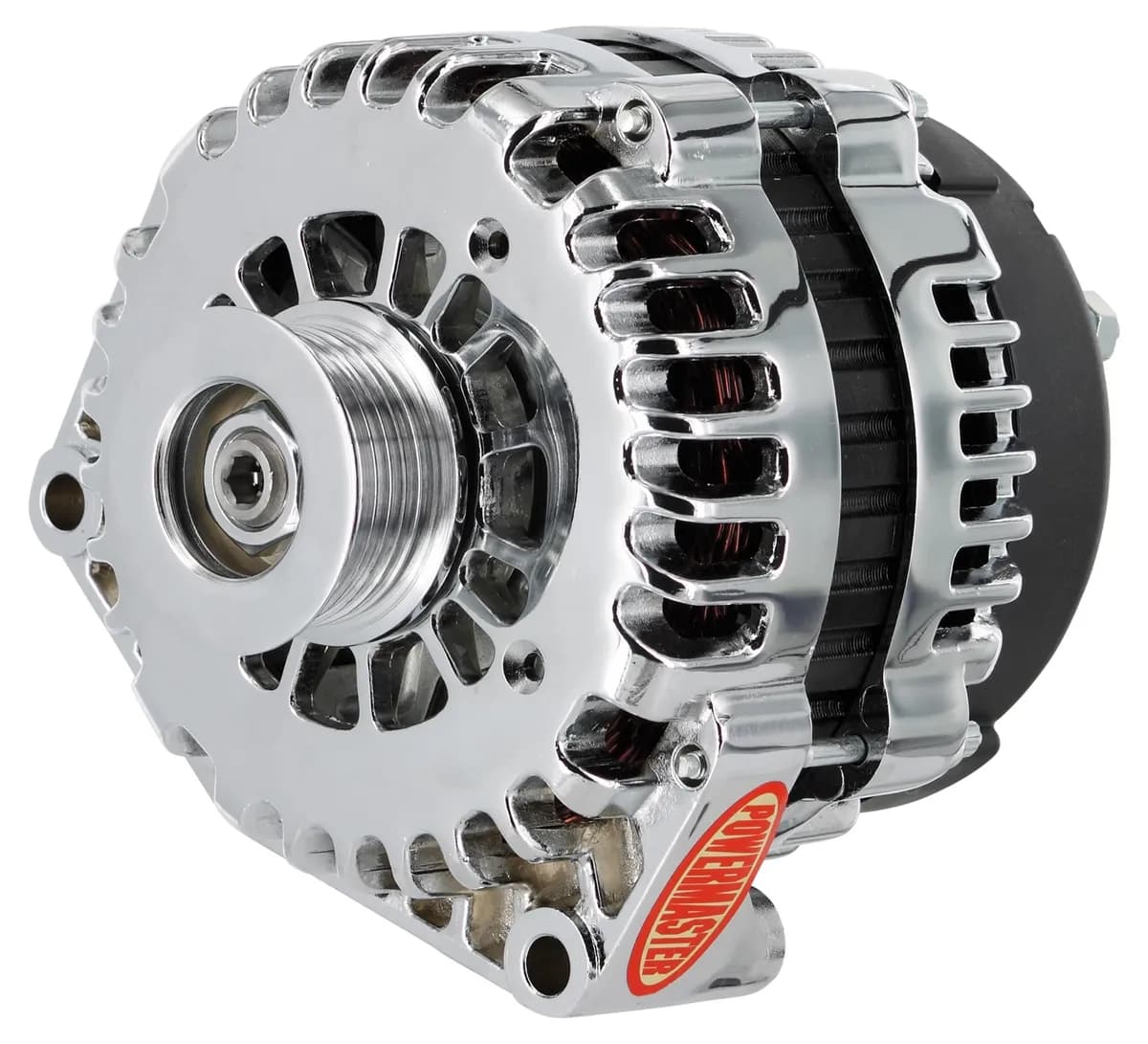 Alternator; AD244; Offset 2 in. Spools; 220 Amp; 150 Idle; w/4 pin Voltage Regulator; Chrome;