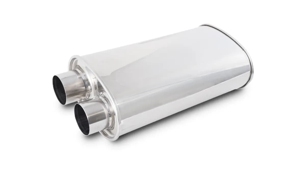 STREETPOWER Oval Muffler; Oval; 2.5 in. Inlet ID; 5 in. H; 9 in. W; 15 in. Body L; 23 in. Overall L; 2.5 in. Outlet ID; Same Side Location;