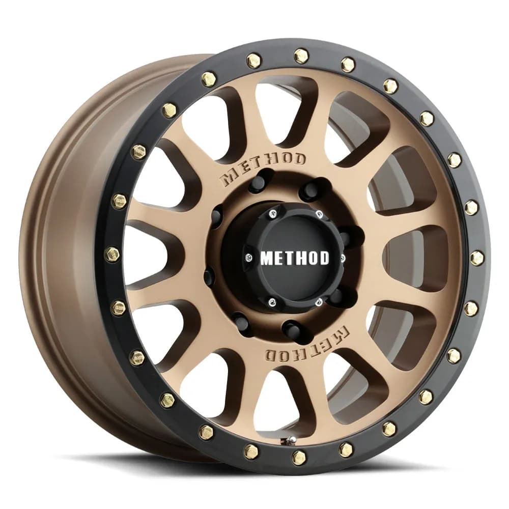 Aluminum Wheels 18x9 NV HD MR305 Bolt Pattern 8 On 180 Offset 18 Lip Size 1.38 Method Bronze BRZ Black Street Loc Method