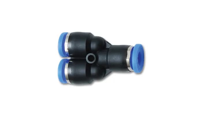 Y Vacuum Fitting; Union; For 0.25 in. OD Tubing; 150 PSI Maximum Operating Pressure; Plastic;