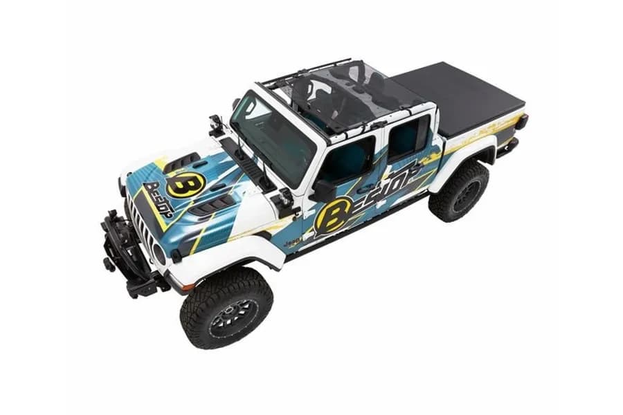 Jeep Gladiator Bikini Top Sun Extended Safari Style Bikini Top For Jeep 2020-2024 Gladiator Mesh Bestop