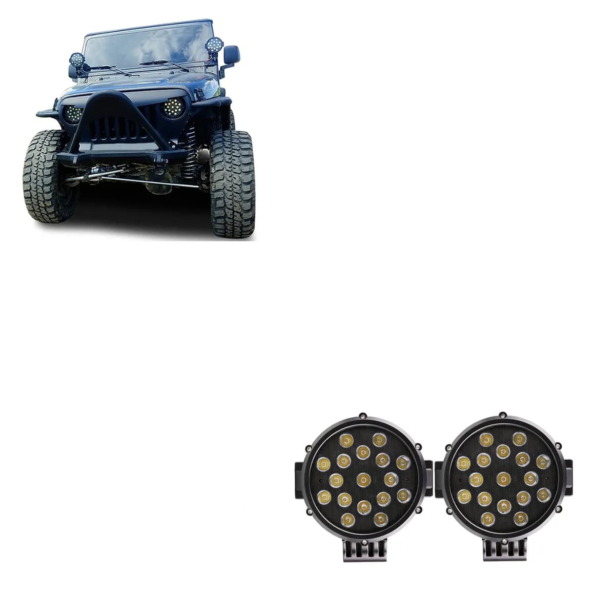 "Black Horse LED 7"" Dia.Lights -Clear-Universal |Black Horse Off Road"