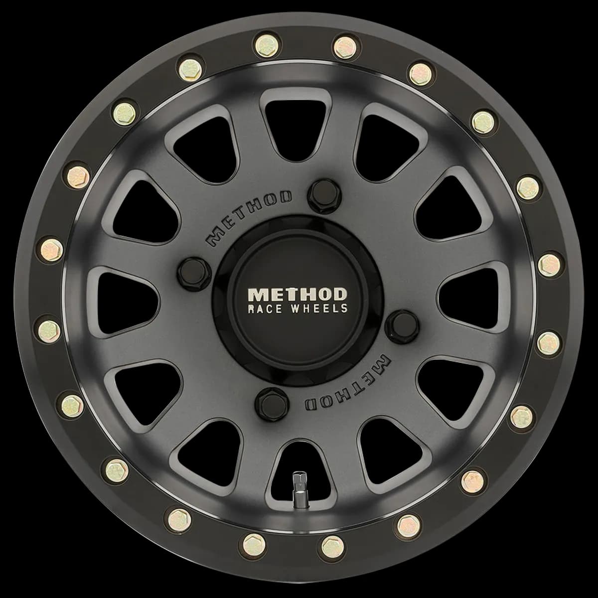 Aluminum Wheels 15x6 MR401 Beadlock UTV Bolt Pattern 4 On 136 Offset 53 Lip Size 0 Titanium GY Matte Black Ring Method
