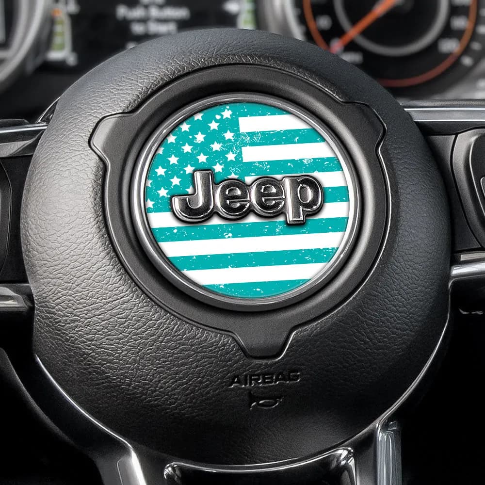 Distressed White & Light Blue Steering Wheel Decal