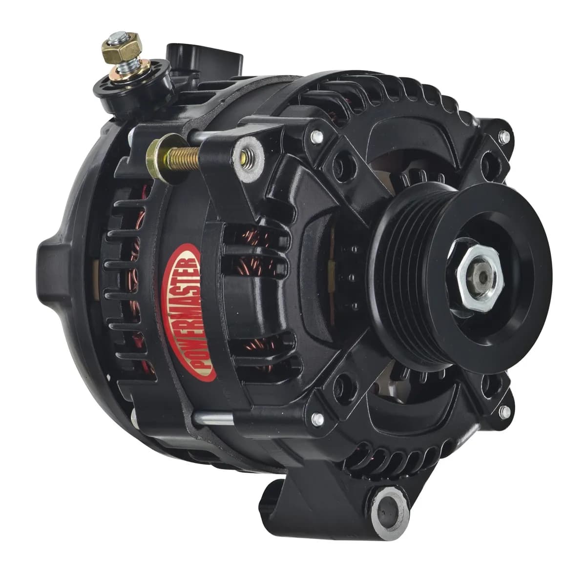 Alternator; GM; 175 Amp; 1 Wire Hair Pin Style; Offset Left; CS130; CS130D; 6 Groove; 175Top/145 Idle; Black;