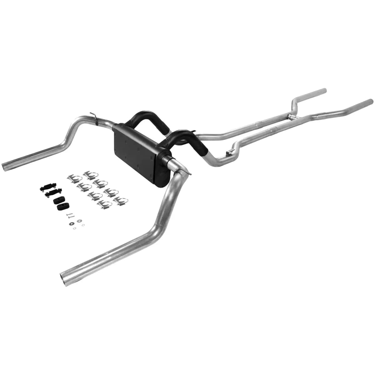 67-74 Chev. Camaro / Pontiac Firebird 68-74 Chev. Nova V8 All 2.50in Mandrel Bent Tubing From Trans X-Member Back Incl. H-Pipe Hardware 80 Series Crossflow Muffler American Thunder DOR (Does Not Fit Convertibles W/O X-Brace Modification Call Tec