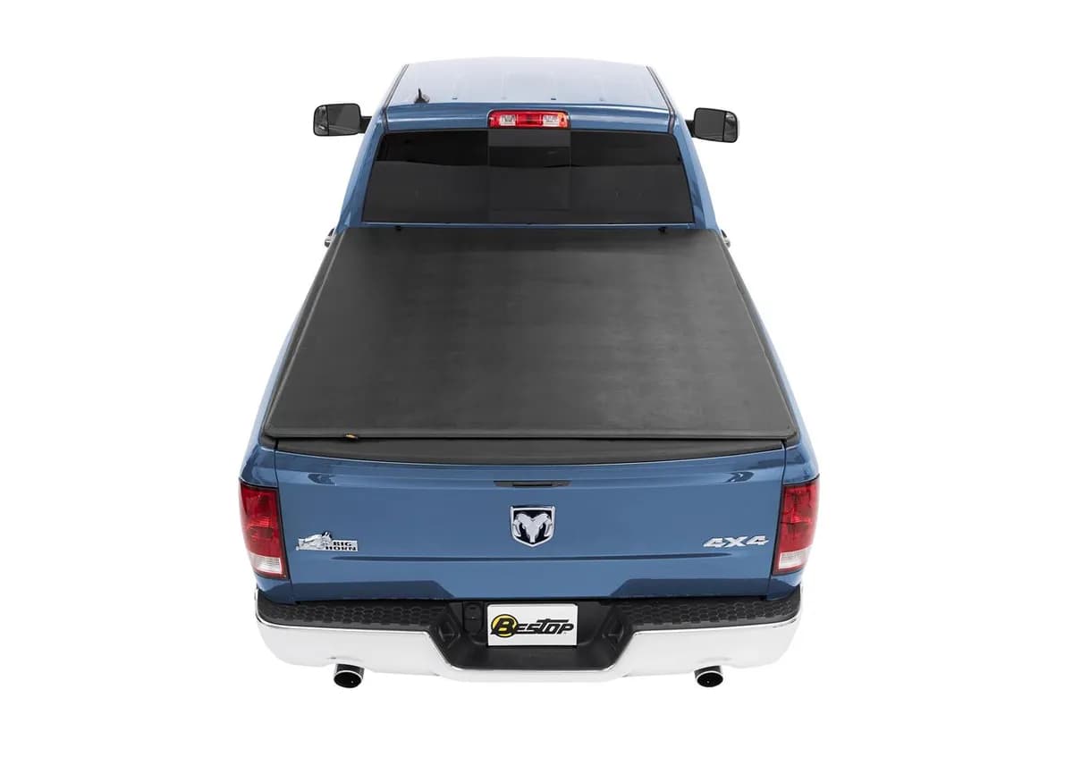 Soft Tri-Fold Tonneau Cover EZ-Fold For Ram 2019-2024 1500 6.5 Foot Black Tailgate Spoiler Not Included Bestop
