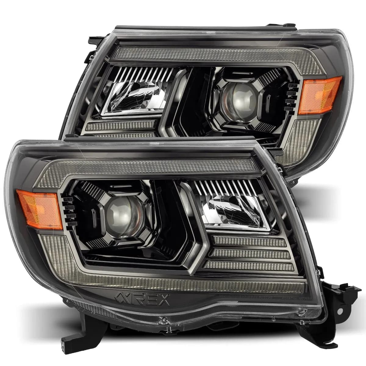 Projector Headlights Plank Style Design Alpha Black w DRL Toyota Tacoma 2005-2011