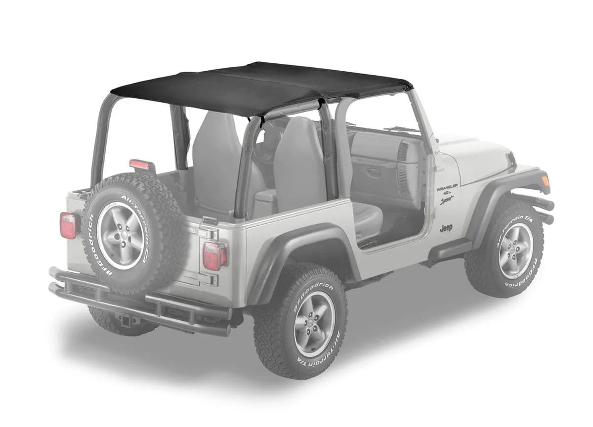 Jeep Wrangler Bikini Top Strapless Extended Safari Style Bikini Top For Jeep 1997-2002 Wrangler TJ Black Denim Bestop