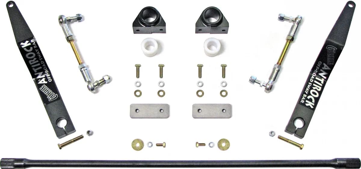 Antirock Sway Bar Kit 87-01 Cherokee XJ 86-92 Comanche MJ Front Bolt-On Aluminum Mounts 17 Inch Steel Arms RockJock 4x4