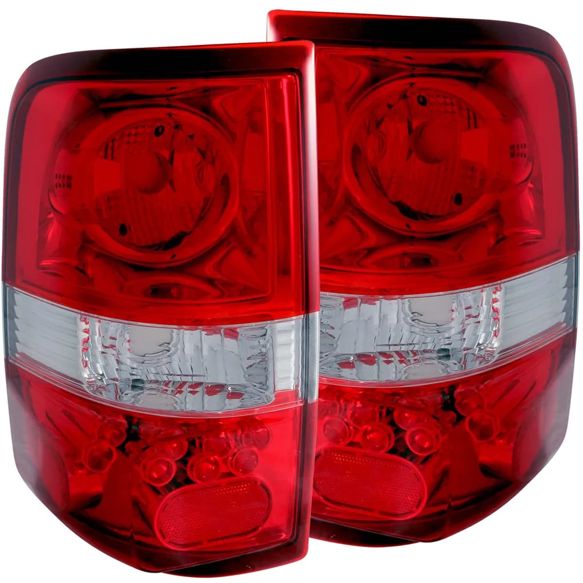 Ford F-150 04-08 Tail Lights Chrome Red/Clear Lens (Led Style)