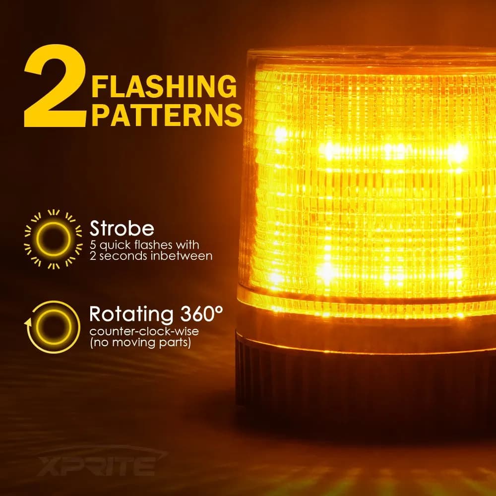 12 LED 6W LED Magnetic Mount Strobe and Rotating Beacon Light