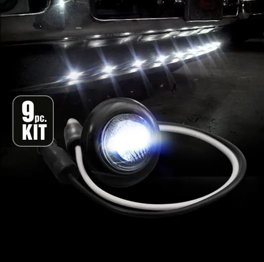1 Extra White LED Light W/Smoked Lens & Black Bezel For Universal LED Front Lowe