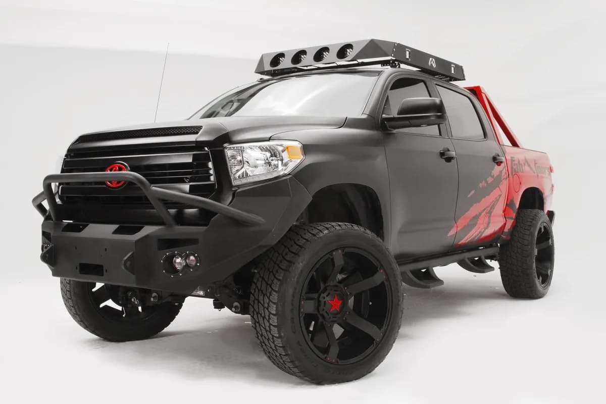 Matrix Front Bumper; w/ Pre-Runner Guard; Matte Black Powder Coat; Steel; 30 in. Light Bar/ Four 2x3 LED Pod Lights; Incl. D-Ring Mounts;