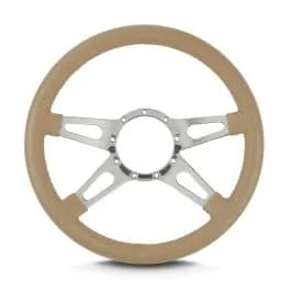 Lecarra Mark 9 Supreme Steering Wheel; Tan; Polished Spokes; 14 in. Standard Grip;
