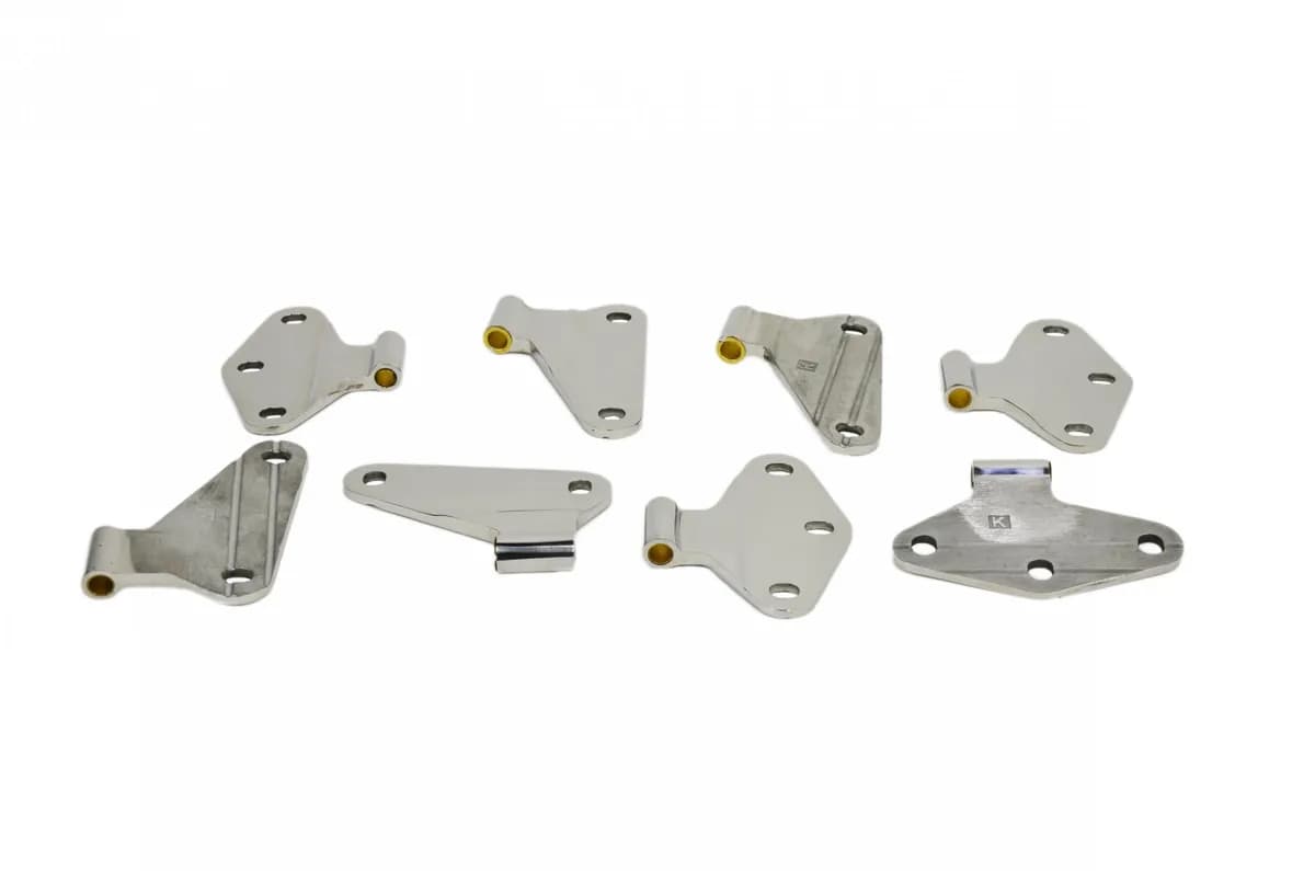 Jeep JK Body Door Hinge Set 8 Pieces 4 Door 07-18 Wrangler JK Polished Silver Kentrol