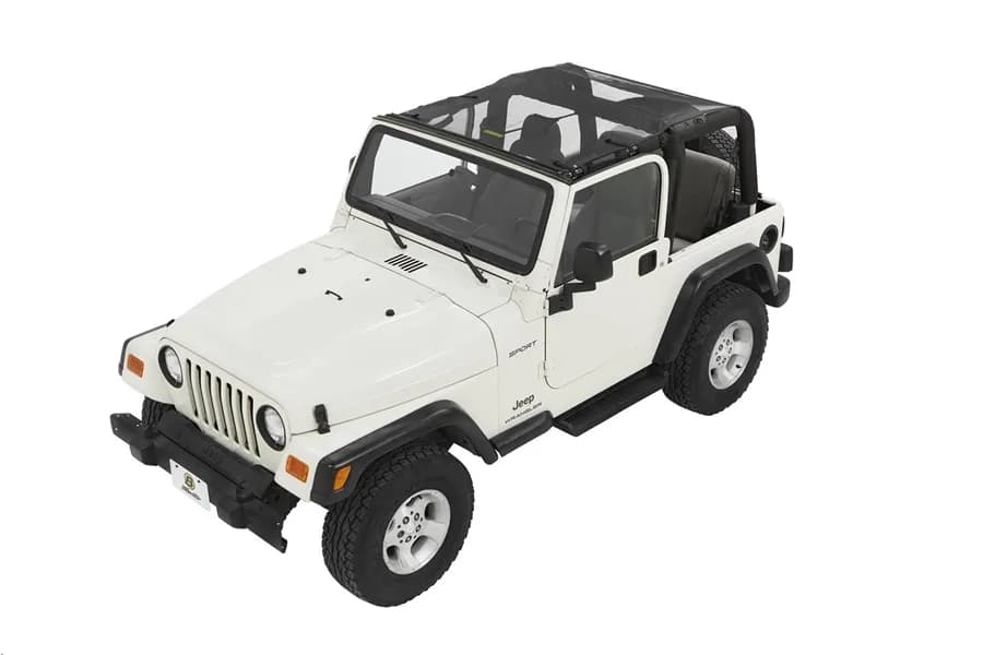 Jeep Wrangler Bikini Top Sun Extended Safari Style Bikini Top For Jeep 1997-2006 Wrangler TJ Mesh Bestop