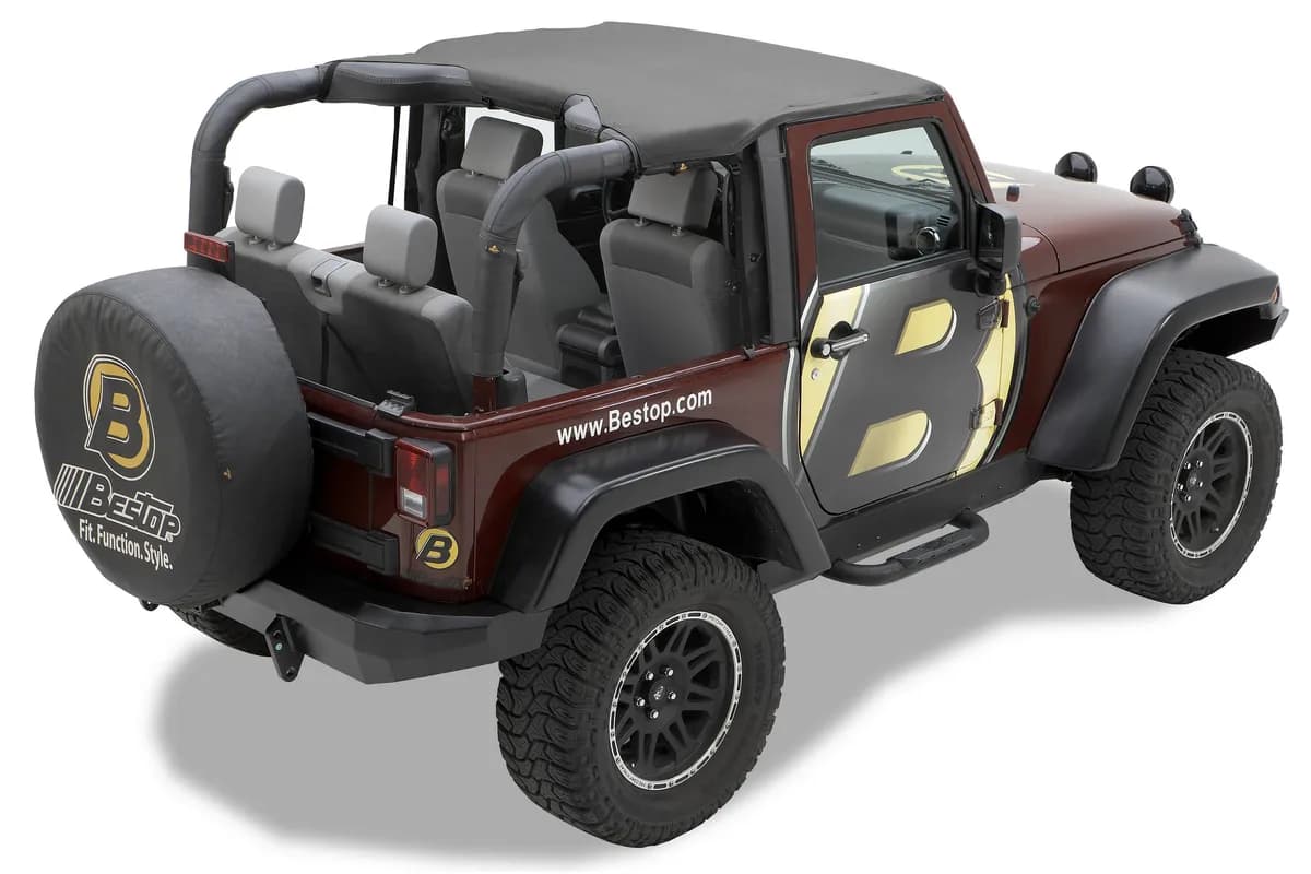 Jeep Bikini Top Header Targa Bikini Tops For Jeep 2010-2018 Wrangler JK 2 Door Black Diamond Fabric Bestop