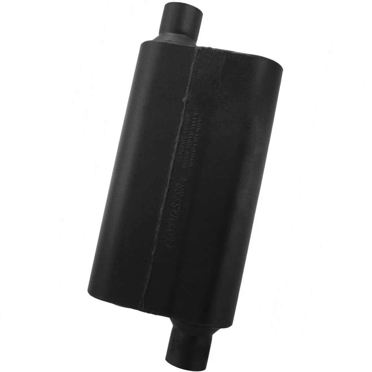 50 Series Delta Flow Muffler 2.25in IN (O) / OUT (O) Opposite Side Offsets: ea 409S Stainless Steel