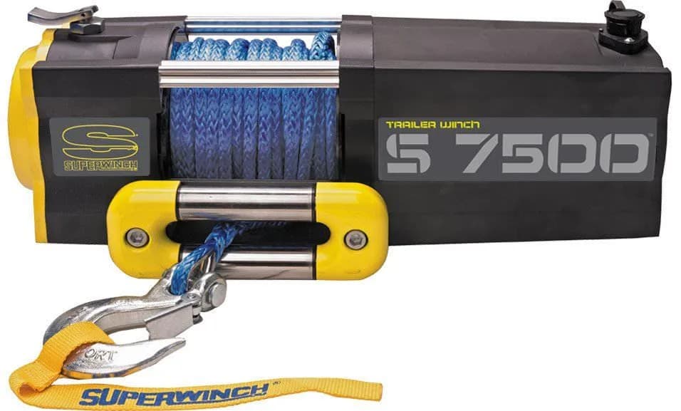 S7500SR 7500lb 12V DC Trailer Winch with Synthetic Rope Yellow - 1475201