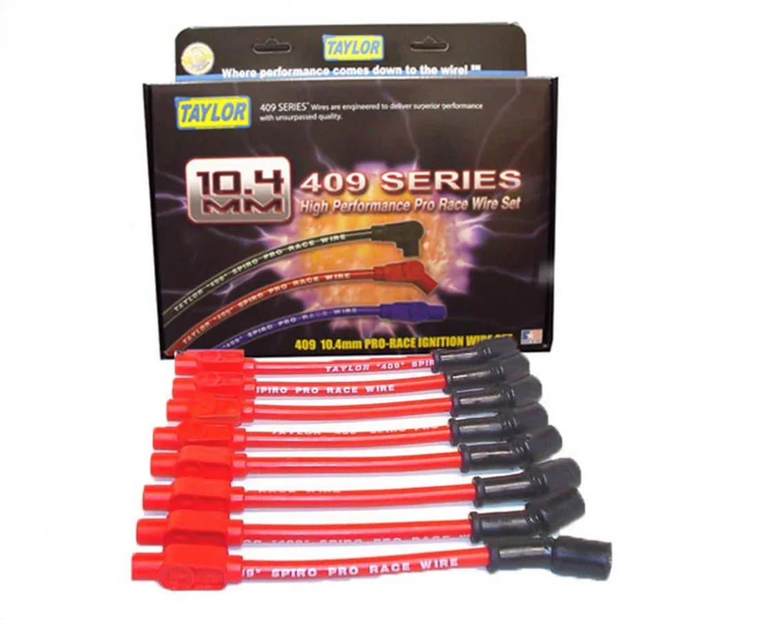 Taylor Cable 1997-17 GM LS-Series V8 10.4mm 409 Series Spark Plug Wire Set - Red - 180° Spark Plug Boot Angle - 79203