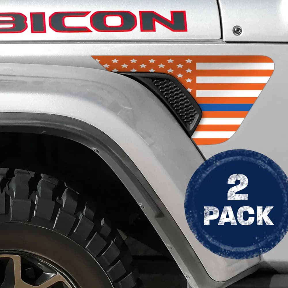 White and Orange Thin Blue Line Flag 2pc Vinyl Fender Decal