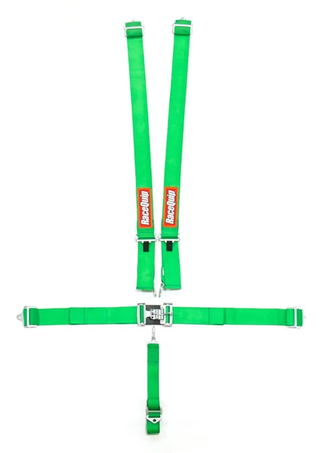 Latch & Link 5 Point Auto Racing Harness Set; Sfi 16.1 Seat Belt Set; Green