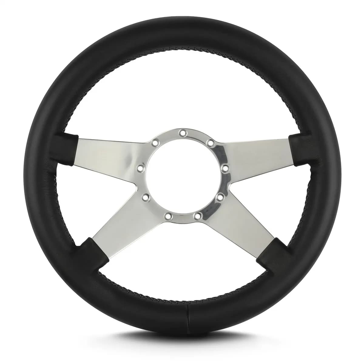 Lecarra Mark 9 Standard Steering Wheel; Black; Polished Spokes; 14 in. Thick Grip;