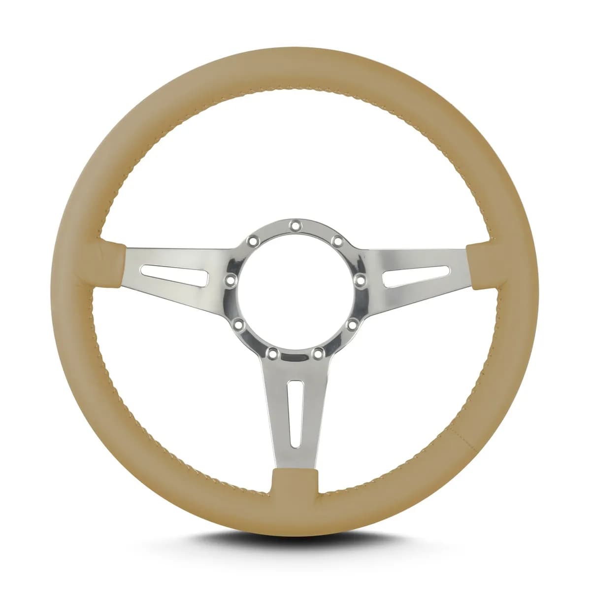 Lecarra Mark 4 Elegante Steering Wheel; Tan; Polished Spokes; 14 in. Standard Grip;