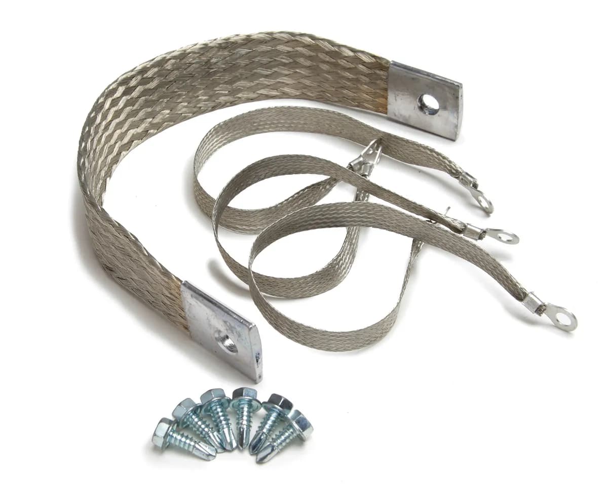 Body/Engine Ground Strap Kit; Incl. [1] 14 in. 1/0 HD Engine-To-Frame Strap/[3] 11 in. 10 Gauge Anything-To-Frame Straps/Self-Tapping Screws; Pre-Terminated And Ready To Install;