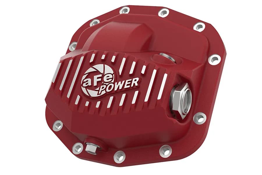 aFe POWER Pro Series Front Differential Cover w/ Machined Fins - Red - 2018-23 JL 2.0/3.6L