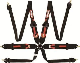 Rated 6 Pt Camlock Hans Auto Racing Harness Set Pullup Lap Seat Belt Set Black