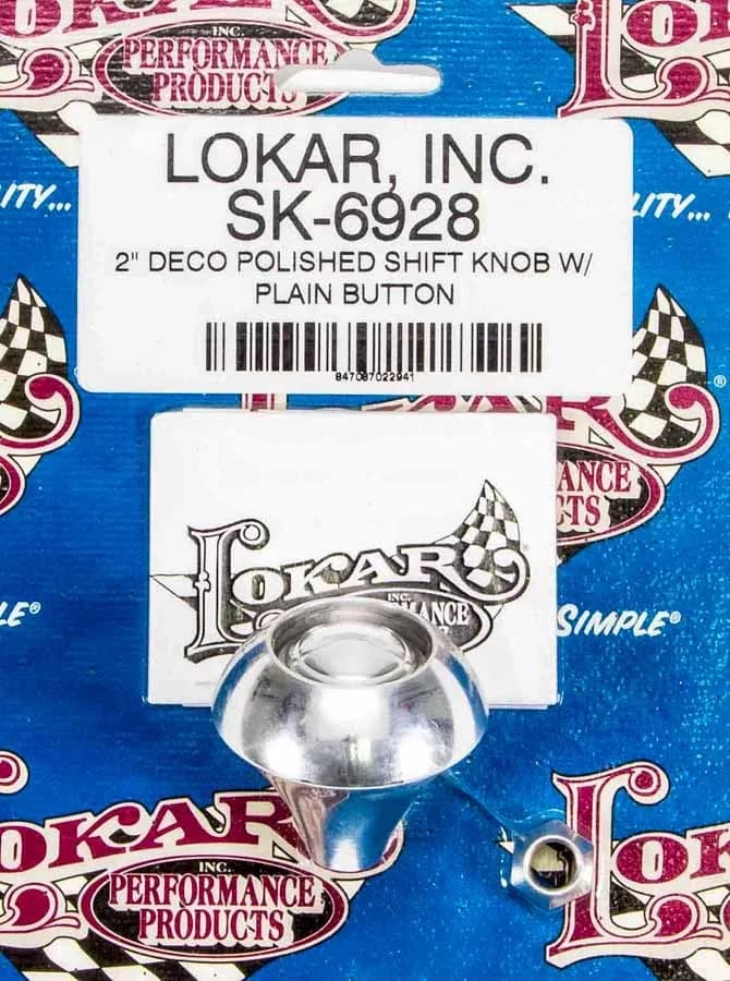 Auto Transmission Shifter Knob; For Lokar Shifters Only; 2 in.; Plain Push Button; Deco; Polished Finish;