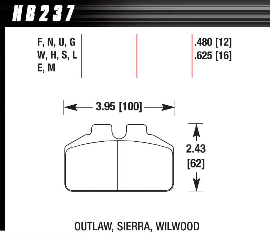 DTC-30 Disc Brake Pad; 0.625 Thickness; Fits Wilwood BB; AP Racing; Outlaw;