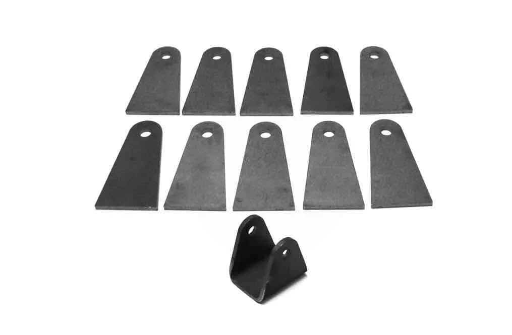 Steinjäger Tabs and Clevises, Weld On 4 Link Tab and Clevis Kits 0.500 Bore Straight Mount 3.00 Inch Clevis Jaw 4.00 Inch Straight Tab Length 1 Clevis, 10 Straight Tabs