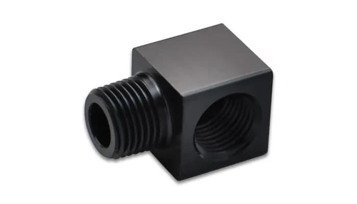 90 Degree Npt Adapter Fitting; 0.125 In. Npt; 6061 Aluminum; Black Anodized; Female Npt to Male Npt; Tight;