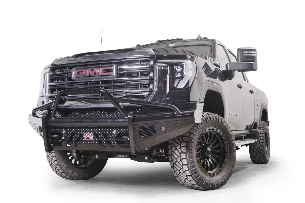24c Sierra 2500/3500hd Steel Sensor Front Bumper w/ Prerunner Guard Gloss Black
