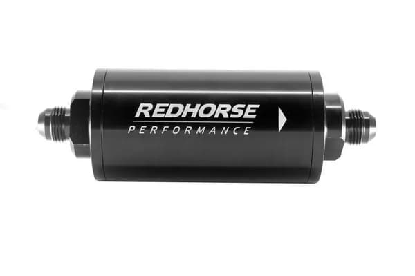 6 in Cylindrical Inline Race Fuel Filter w/ 100 Micron S.s. Element12 Anblack
