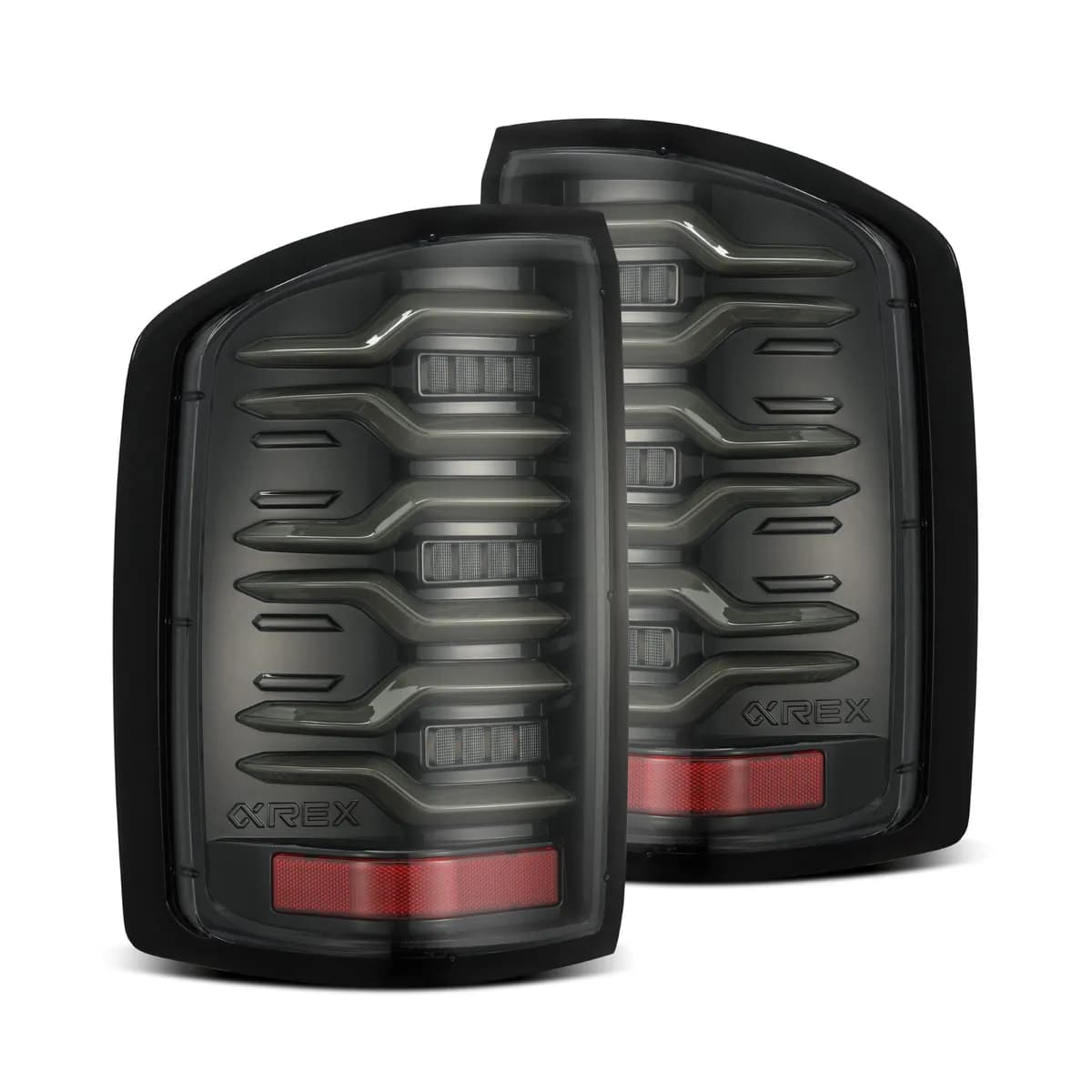 1418 Sierra 1500/2500/3500hd Luxx LED Tail Lights Alphablack W/Activation Light & Seq Signal
