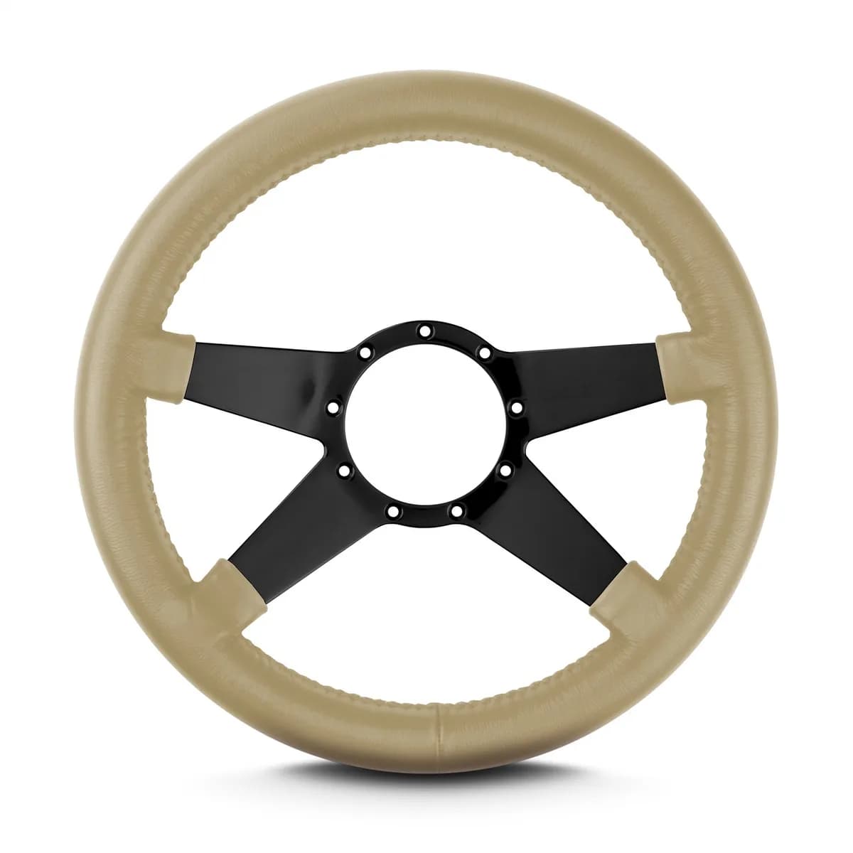 Lecarra Mark 9 Standard Steering Wheel; Tan; Black Spokes; 14 in. Thick Grip;
