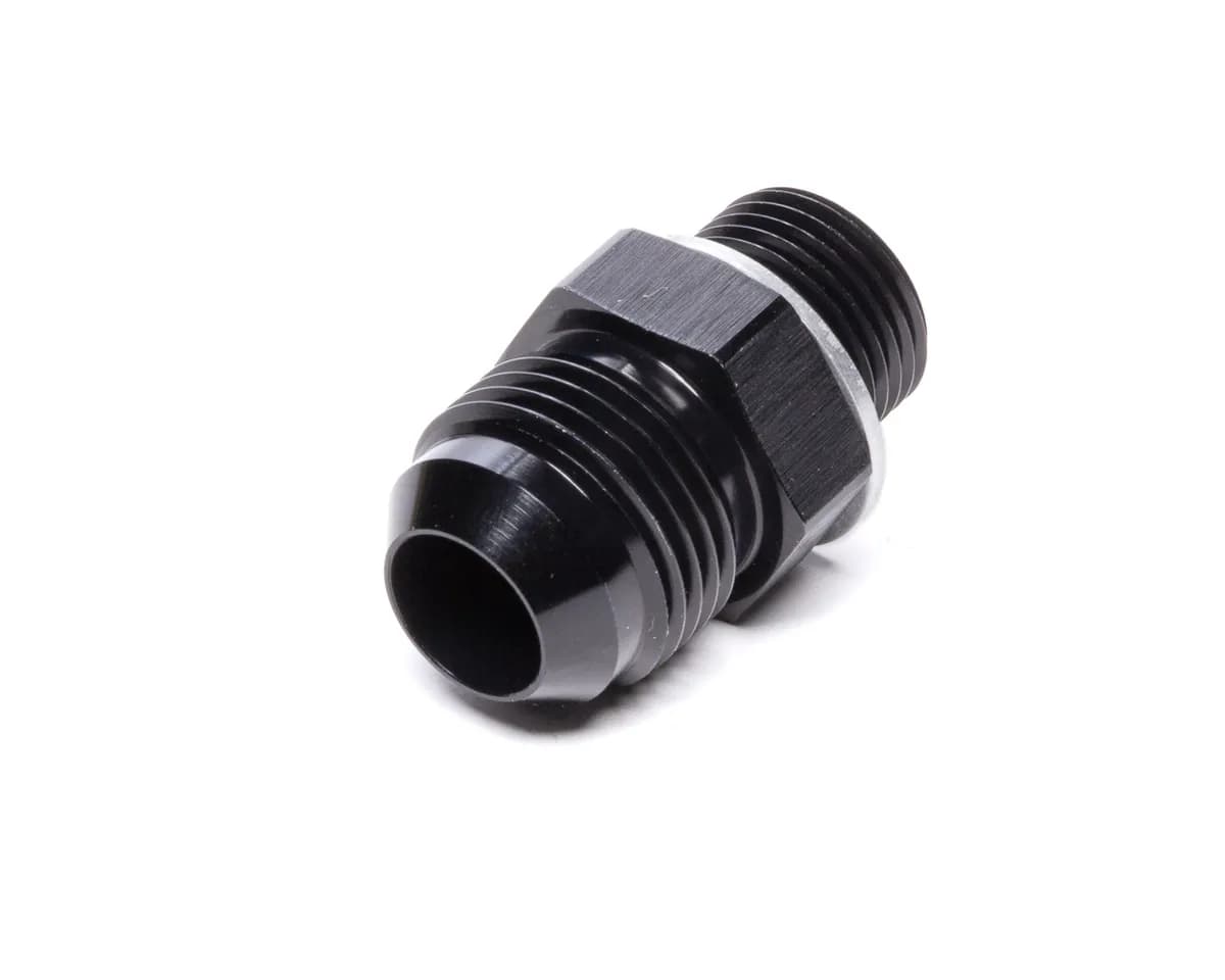 Straight AN to Metric Adapter Fitting; -10AN; M18x1.5 Metric Size; 6061 Aluminum; Black Anodized;