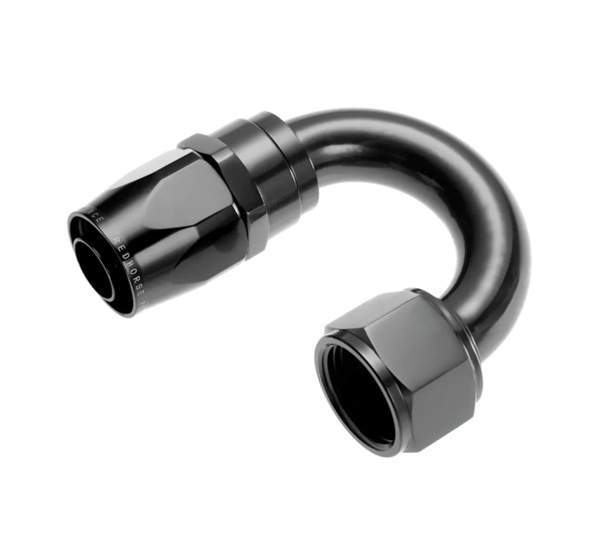 12 180 Degree Female Aluminum Hose End Black