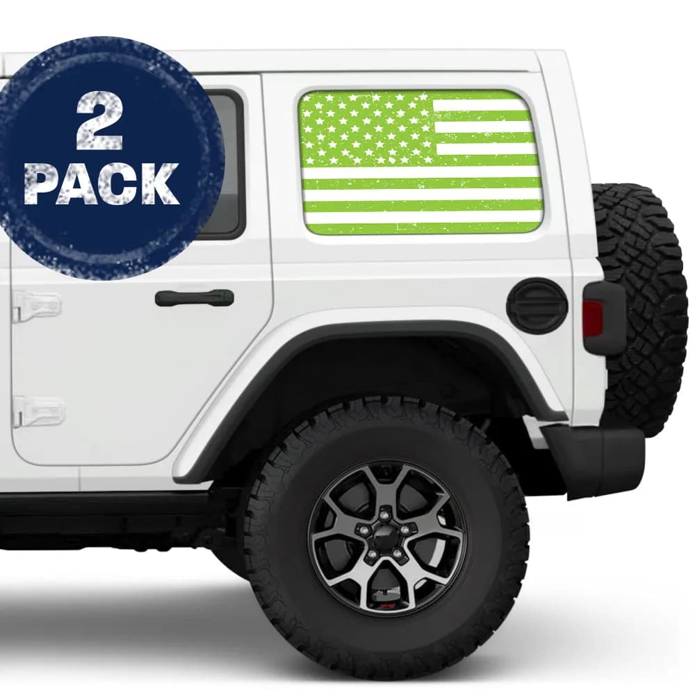 Distressed White & Green Side Windows Printed Vinyl Decal