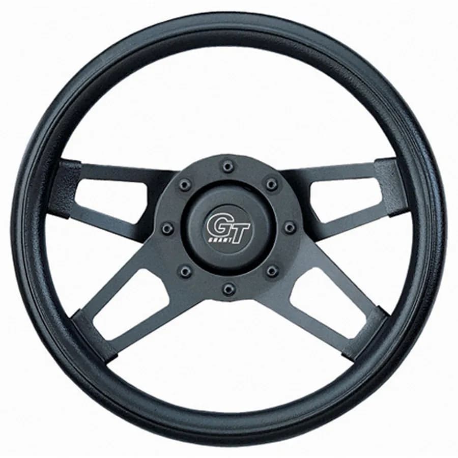 Challenger Steering Wheel; 13 1/2 in. Diameter; 3 in. Dish; Black Cushion Grip; Matte Black Dual Plane Spokes;