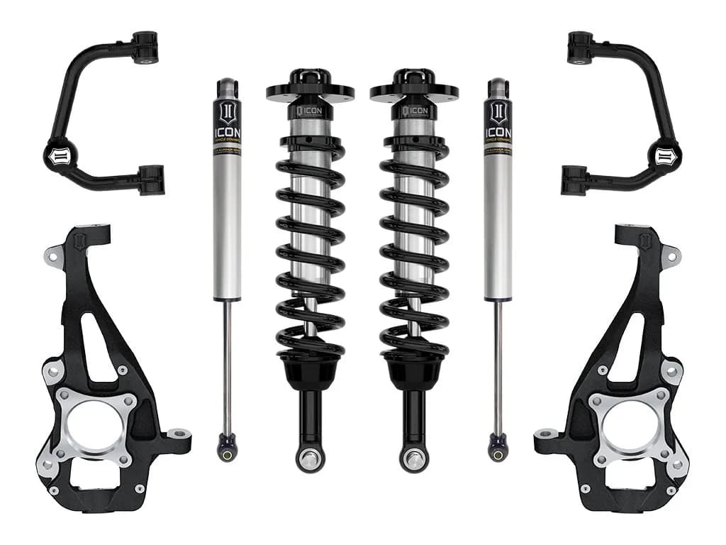 ICON 2021-2025 Ford F-150 4WD, 3.5-4.5" Lift, Stage 1 Suspension System, Tubular