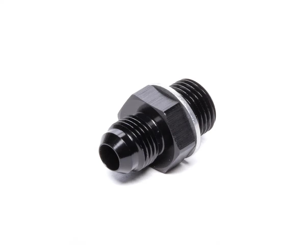 Straight AN to Metric Adapter Fitting; -6AN; M16x1.5 Metric Size; 6061 Aluminum; Black Anodized;