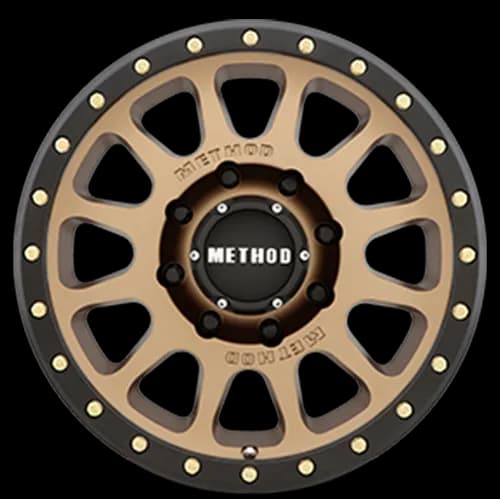 Aluminum Wheels 20x10 NV MR305 Bolt Pattern 8 On 165.1 Offset -18 Lip Size 2.05 Method Bronze BRZ Black Street Loc Method