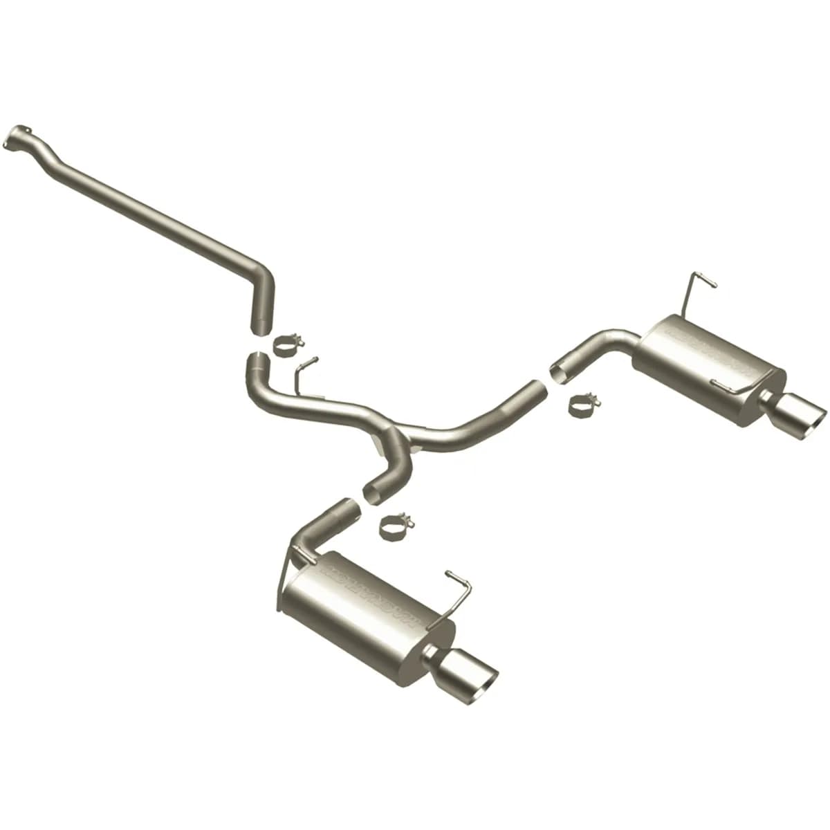 2008 Subaru Impreza Stainless Cat-Back System Performance Exhaust h4 2.5l Gas; Wrx Sedan 5 x 8 x 14 In. Ual Mufflers 2.5 In. System Dual 4 In. Polished Tips Rear Exit