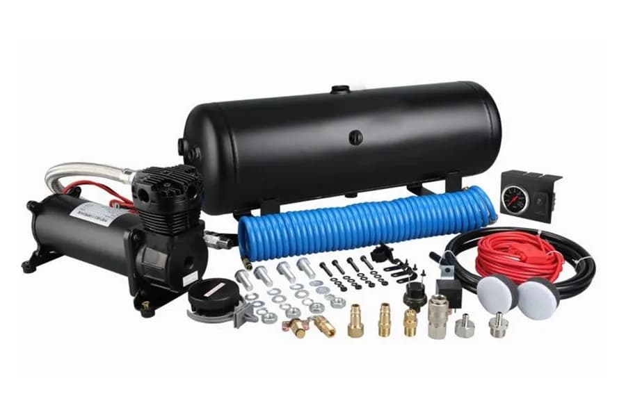 On Board Air Kit 145Psi 1.8Cfm 2.5 Gallon Air Tank In-Cab Gauge And Switch Bulldog Winch