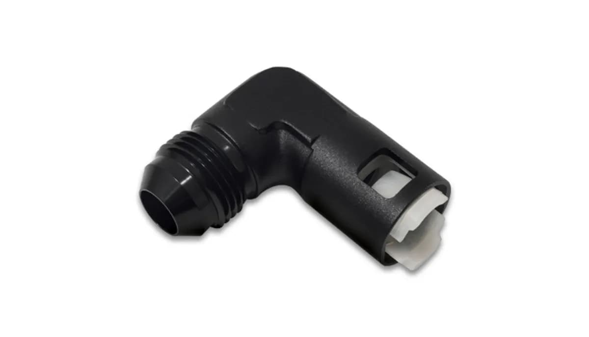 Vibrant Performance - 16920 - 90 Degree Male AN Quick Disconnect EFI Adapter, AN Size:-6; EFI Line Size: 5/16 in.